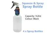 4 x Squeeze n Spray Bottle Garden Watering Kit Plastic Empty Spray Bottle BPA 1L