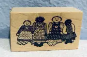 Row of Ragdolls Sitting Down Wood Mounted Rubber Stamp PSX NEW