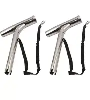 2X Marine Stainless Steel Boat Outrigger Fishing Rod Holder Rod Rack with Strap