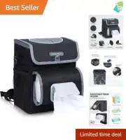 All-in-One Car Trash Can with Leakproof Liner & Adjustable Tissue Holder