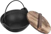 VALICLUD 1Pc Cast Small Hot Pot with Lid Portable Cooking Pot for Outdoor Camping Single Serving Easy to Clean Kitchen Supply