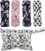 minkissy Bamboo Fiber Fabric Sanitary Napkins 5 Pack Reusable Menstrual Pads Washable Sanitary Towels Nursing Mat for Eco-conscious Women Random Style