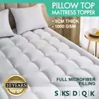 Pillowtop Mattress Topper 1000GSM Matress Protector Pad Single Double Queen King