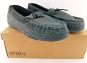 Apres Mens Gabe Tweed slipper Moccasin indoor/outdoor sole Size 9 Black NEW