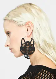 Cosmic Kitty Hoop Earrings