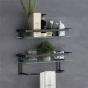 Aoibox Bath Shower Shelf 4.88"W x 8.7"H x 15.74"D with Towel Holder in Black