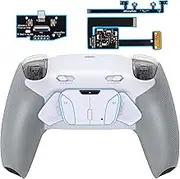 eXtremeRate RISE4 Plus MAX Back Paddles Kit with Clicky Trigger Stops & Rubberized Grip for PS5 Controller BDM-010 020, Remappable Back Buttons Kit for PS5 Controller - White Gray - NO Controller