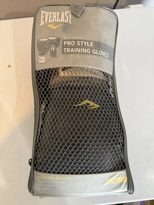 Everlast Level 1 Training Boxing Gloves 16 oz Black/Yellow Trim w/Mesh Carry Bag