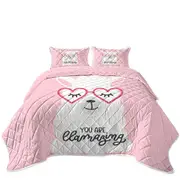 Pink Background Cool Heart Glasses Llama Coverlet