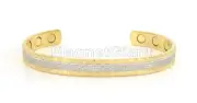 Gold & Silver plating on Solid Copper High Power Magnetic Bangle Bracelet Cuff
