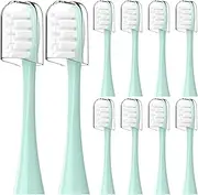 Compatible with Lumineux Electric Toothbrush Replacement Brush Heads,for Lumineux Sonic Electric Toothbrush,with Dust Cover,10 Pack (Light Green, Medium)