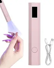 Portable UV Gel Nail Light, Rechargeable UV Nail Lamp, LED Display with Type-C Charging Cable, LED Torch for Nail Art for Women (Pink)