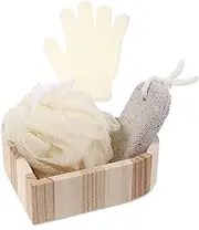 Bath Tool Kit Wood Bucket Body Scrubber Set Shower Tool Kit for Dry Dull Skin