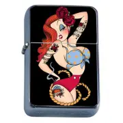 Windproof Refillable Flip Top Oil Lighter Savage Pirate Pin Up D10 Sexy