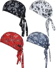 [Kninmdor] Do Rags Cycling Caps Helmet Liner Doo Rag Motorcycle Bandana Hat Sweat Liner Skull Caps Dew Rags for Men and Women