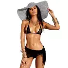 Mesh Bikini Thong Sarong Set Mini Triangle Cups Halter Neck Sheer Black 82534