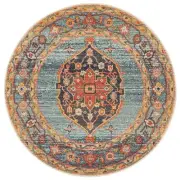 NEW Tapete Rug Rust & Blue Look Aztec Rug 150x150cm
