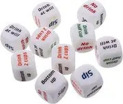 NAMOARLY 10pcs Drinking Game Dice Drinking Party Number Dice Adult Favor Game Rolling Decider Acrylic White