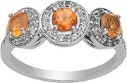[MOONEYE] Shine Jewel 925 Sterling Silver Mandarin Citrine Round Shape Gemstone Ring