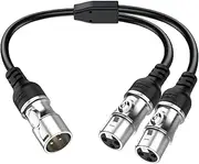 TEKERA XLR Splitter Cable, XLR Male to Dual XLR Female Y Adapter, 3-Pin Balanced Microphone Splitter for Audio Mixer, Amplifier, Speaker, Stage and Studio Use, 0.3m