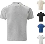 Shirt Men Spring and Summer Casual Short Sleeved Round Neck Solid Color T Shirt Top Men Shirts