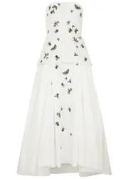 Erdem Embellished Strapless Faille Maxi Dress - White - 10 (UK10 / S) 10 (UK10 / S)
