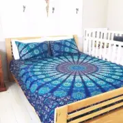 Peacock Mandala Cotton Doona Duvet Cover Bedding Set Quilt Cover Double Size AU"
