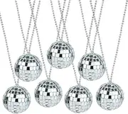 ArtCreativity Mirror Disco Ball Necklaces, Pack of 12, Disco Theme 70s Party Decorations, Disco Photo Booth Props, Dance Party Favors and Supplies for Kids and Adults