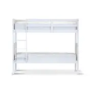 Zinnia Single Bunk Bed Frame Solid Rubber Timber Wood Loft Furniture - White