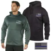USA Flag Thin Blue Line Concealed Carry Hoodie Sweatshirt & Attachable TBL Patch