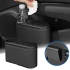 Car Trash Can Tool Trash Bin Cup Holder Storage Box Organizer Accessories Black