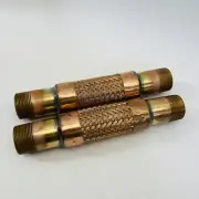LOT OF 2 10” X 1¼" BRASS BRAIDED FLEX PIPE THREADED