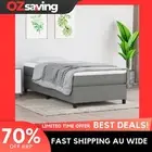Box Spring Bed King Single Size Dark Grey Mattress Fabric 106x203 cm 4473