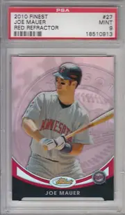 2010 FINEST 27 JOE MAUER RED REFRACTOR PSA 9