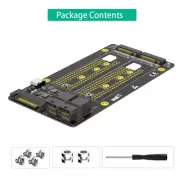 M.2 SSDs Adapter Two M.2 NVME M Key to Two SFF-8643 Risers Board with SATAs Type