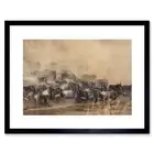 Wildebeest Antelope Herd Dust Framed Wall Art Print 9x7 Inch
