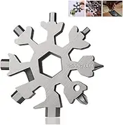 Portable 18-in-1 Snowflake Multitool EDC Keychain Screwdriver Tool Carbon Steel Gifts for Men, Portable Snowflake tool with Phillips, Slotted and Hex Wrench, Included Retractable Keychain, Gift Box
