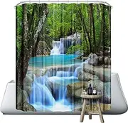 Neween Shower Curtains 3D Digital Printed Waterproof Bathroom Curtain Polyester Fabric Bath Curtain with 12 Shower Curtain Hooks for Bathroom, Machine Washable Standard Size (Landscape, 180x200m)