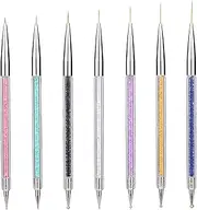 Nail Art Liner Brushes, Nail Art Point Drill Drawing Brush Pen Double Ended Dotting Tools Set,Dual-ended Painting Nail Design Brush Pen Include Liner Brushes and Dotting Pen 5/7/9/11/14/16/20 mm,7pcs