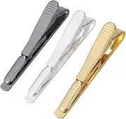 [LIFKOME] Tie Clip for Men 3 Pack in Black Silver Gold Sturdy Tie Bar Secure Spring Clasp