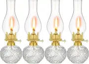 Riakrum 4 Pieces Large Chamber Oil Lamp for Indoor Use, Glass Kerosene Oil Lamp