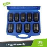 9Pc 29-38mm Deep Impact Socket Tool Set 1/2" Drive Metric Axle Hub Nut Socket
