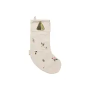 Fabelab Yule Greens Embroidery 52cm Christmas Hanging Stocking Decor Natural