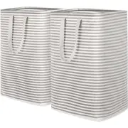 2-Pack Collapsible Laundry Hamper with Handles - Waterproof, Grey