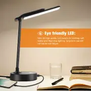 LED Desk Lamp Touch Table Light Eye-Caring + 4USB Charging Port&2AC Power Outlet