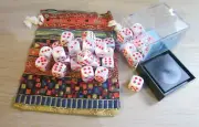 Chessex Lab: Festive 12mm d6 Pop Art/Red Dice Block (36) with Festive Dice Bag