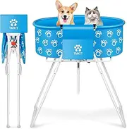 Tmkit Dog Bathtub for Dogs, Elevated Professional Dog Bath Tub for Pet Bathing Shower and Grooming, Portable Foldable with Safety Lock Pets Washing Station for Small, Medium, Large Pet Dog Cats
