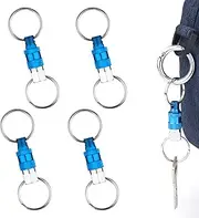 NQEUEPN 4 Pack Quick Release Keychain, Aluminum Pull Apart Detachable Key Rings 2 Split Rings Chain Separate Disconnect