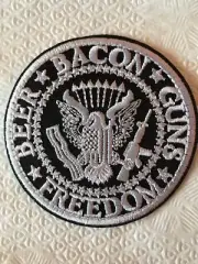 Beer~Bacon~Guns~Freedom~Embroidered Patch~3 “ ROUND~Iron Sew~