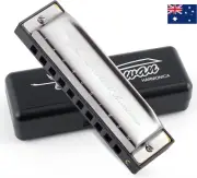 AU ship Swan Harmonica 10 Holes Key of C SILVER Blues Harp Stainless Steel
